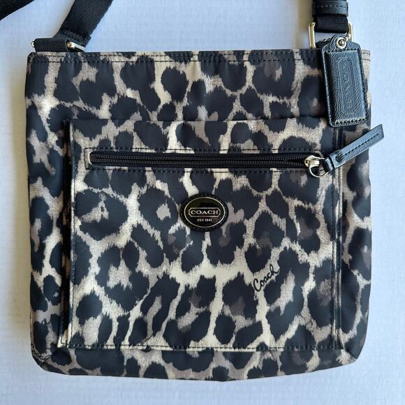 Coach Ocelot Leopard Print Packable File Bag Black Tan Gold Hardware Travel Tote - Picture 4 of 10